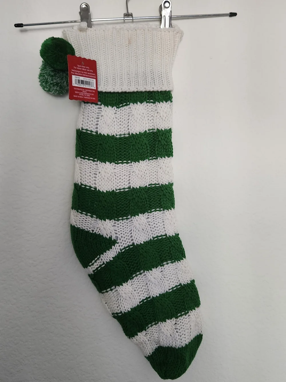 Ashland Christmas Noel Holiday Stocking Knit Green And White Striped